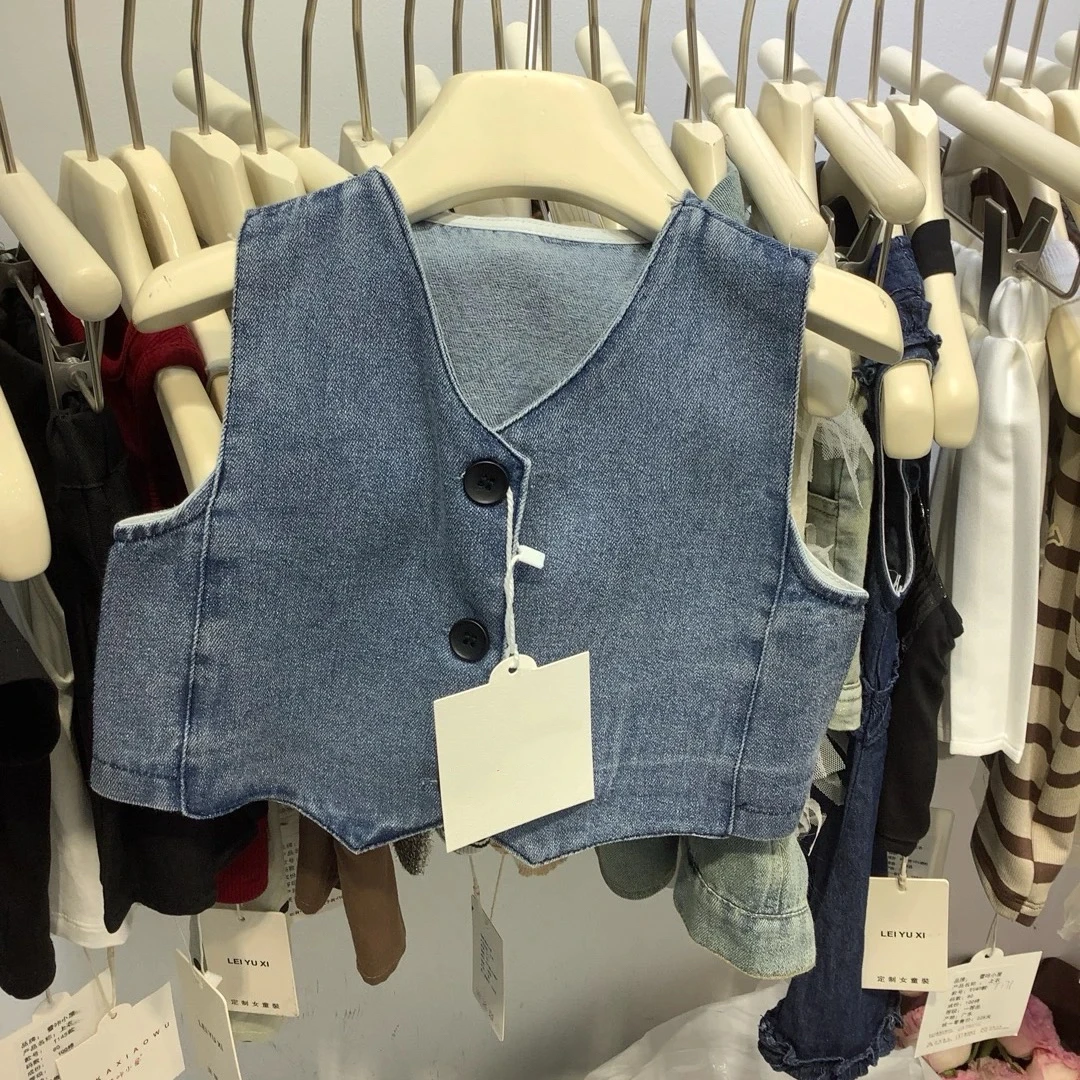 女童男童中性背心夏季新款韩版牛仔背心上衣休闲小童马甲欧版洋气