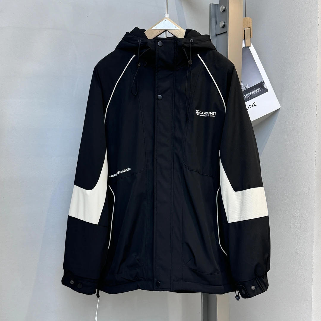 黑色【一路向北】情侣款派克冲锋衣加厚绒!棉服结构潮牌棉服Z-6017
