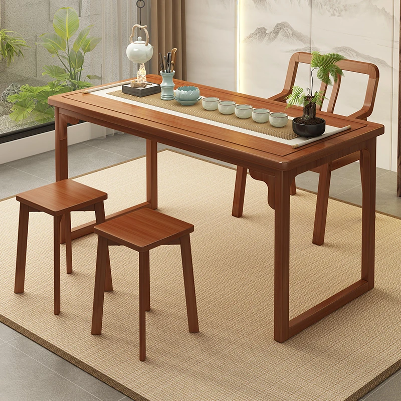 新中式仿古桌子长方形阳台茶桌小型家用茶桌椅客厅茶桌茶台一整套