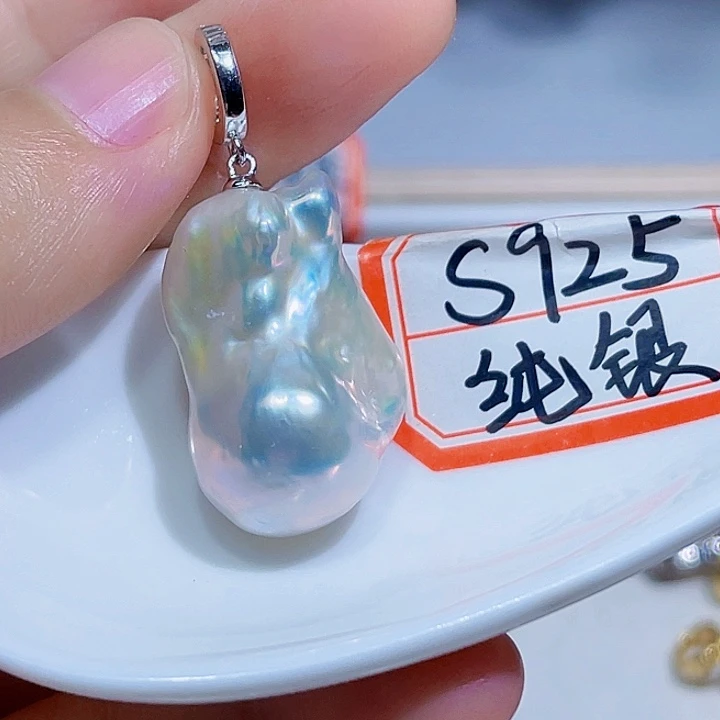 淡水珍珠银S925镶嵌颈饰