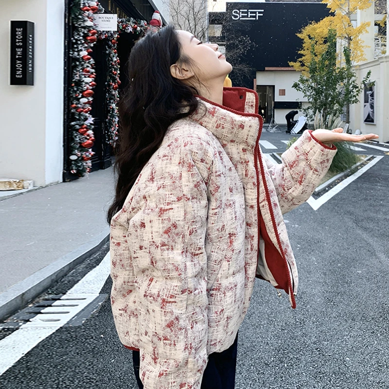 过年红色小香风雪花绒羽绒服女冬季减龄漂亮洋气白鸭绒短外套爆款