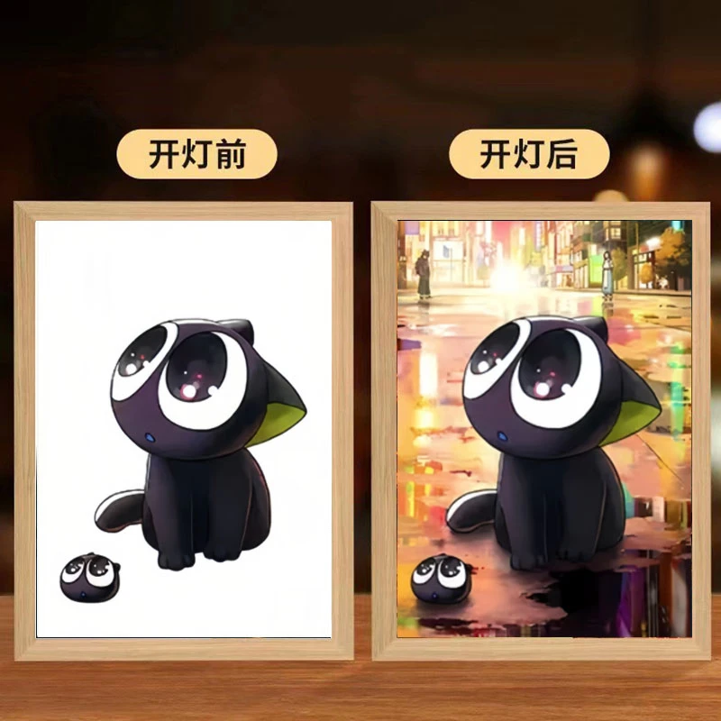 罗小黑战记灯光画氛围感发光装饰画小夜灯挂墙来图定制礼物送朋友