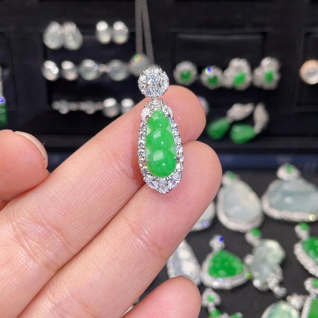 翡翠银S925镶嵌吊坠(不含链)