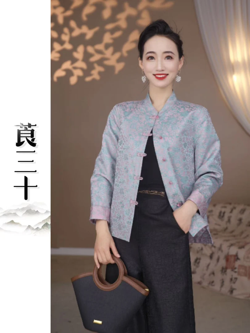 2025春季原创新款妈妈装气质提花新中式开衫 98807