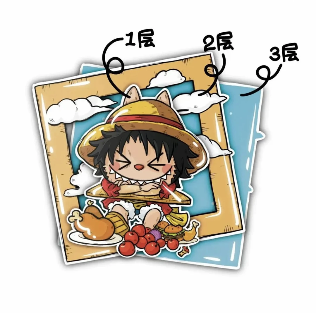 二笔井盖小小海贼木制滴胶冰箱贴