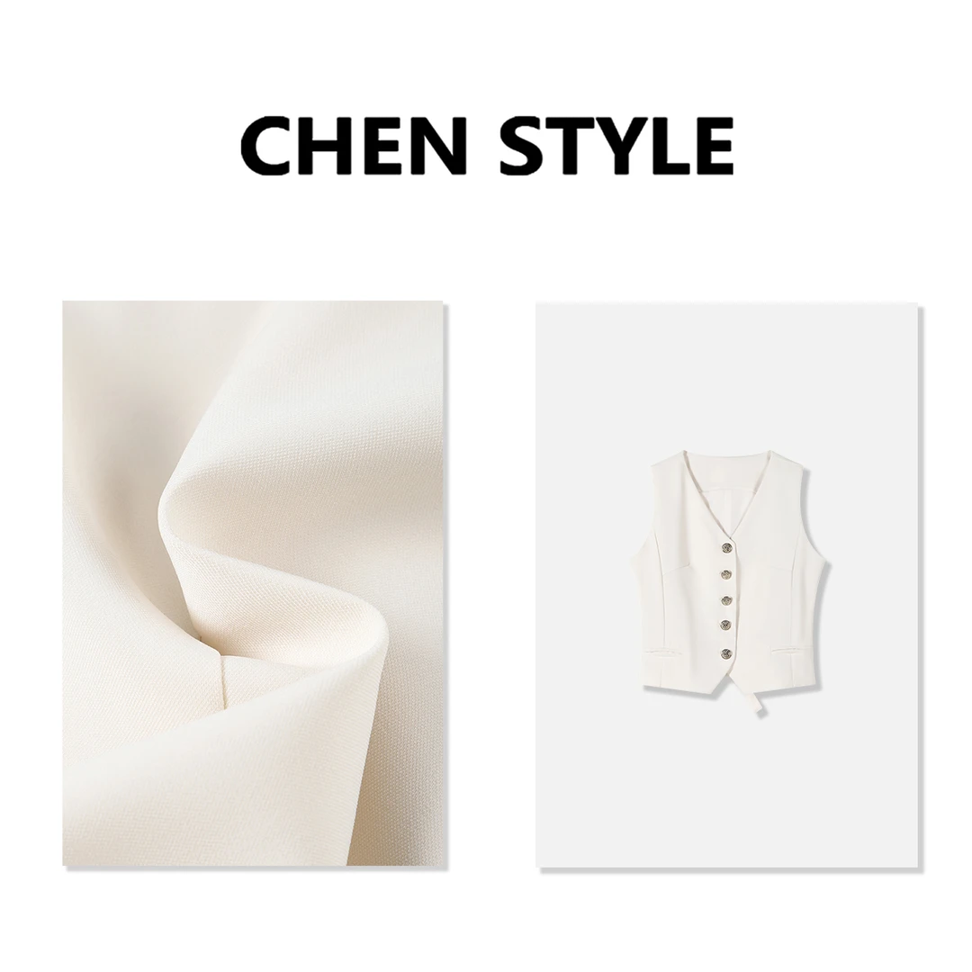 楚楚君~【调性马甲】Y51448气质轻奢无袖单排扣马甲