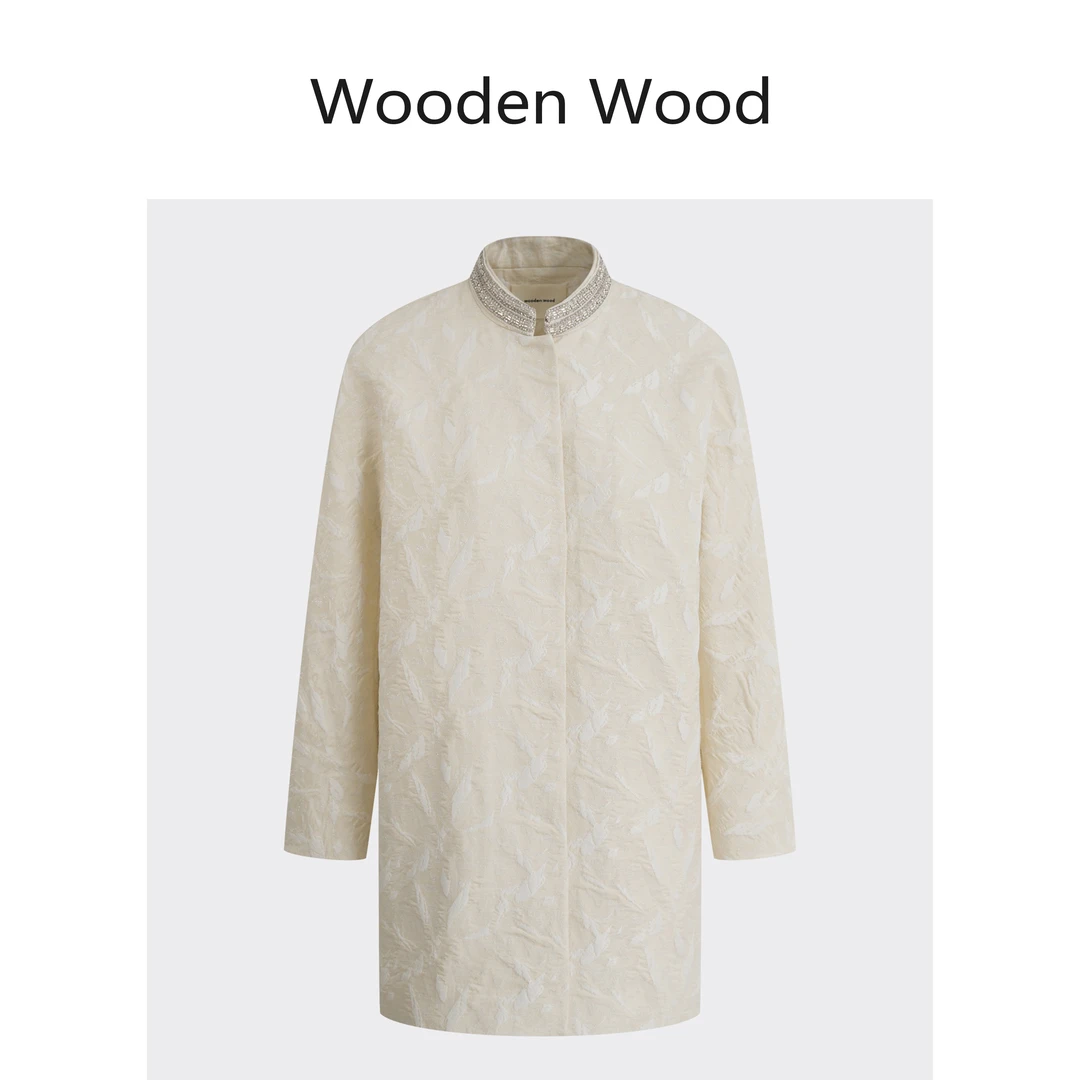 Wooden Wood“南法盛宴”高端气质领子拼接重工钉珠外套W25CS069