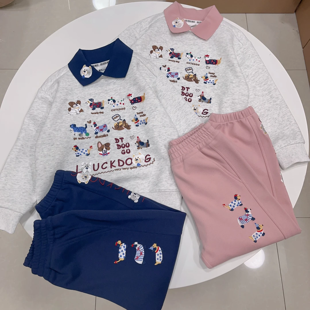 （春款）春季新款儿童套装POLO领刺绣兄妹装韩版百搭男童女童亲子装