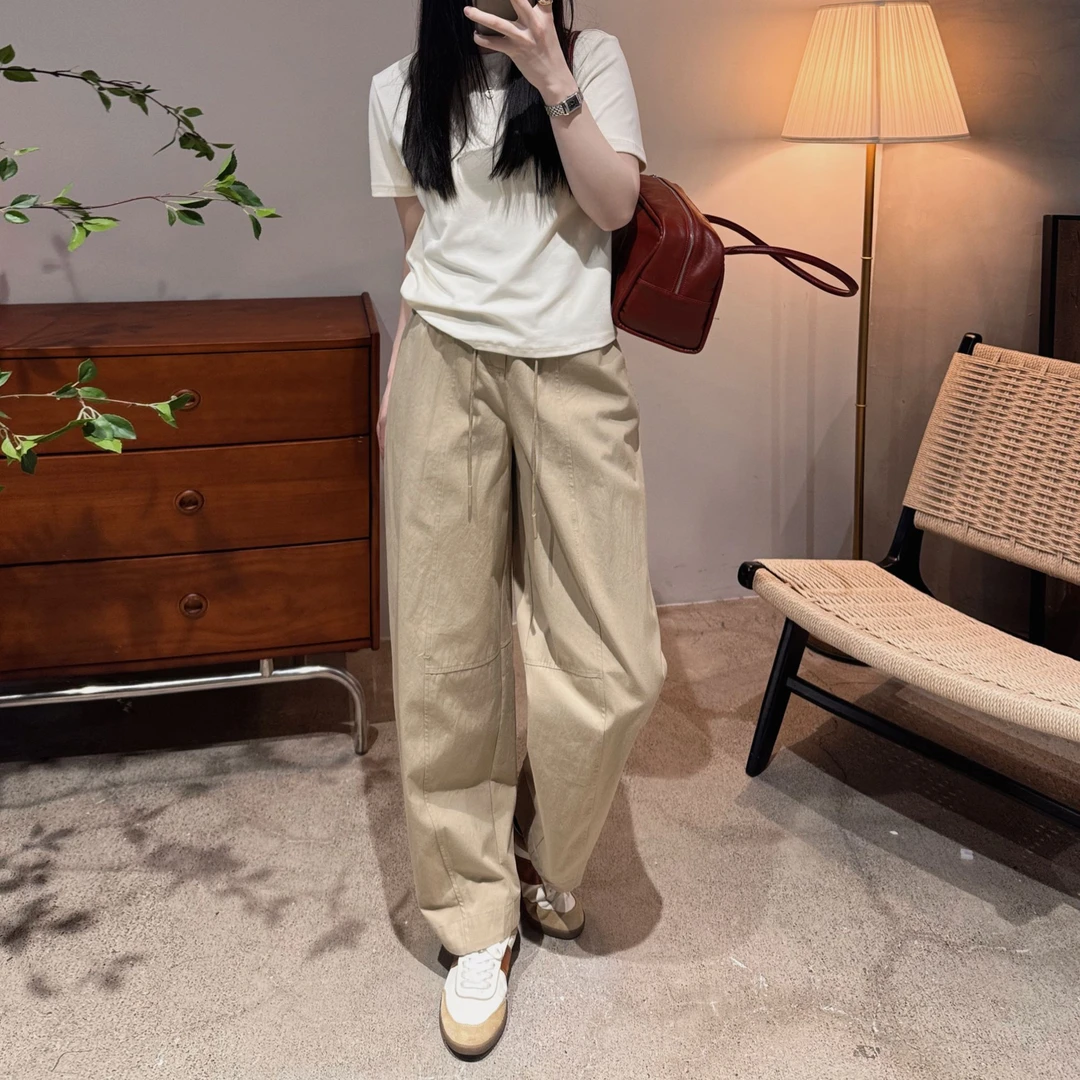 今婷休闲裤女款爆款2025新款宽松慵懒显瘦弯刀阔腿裤子-M25114307