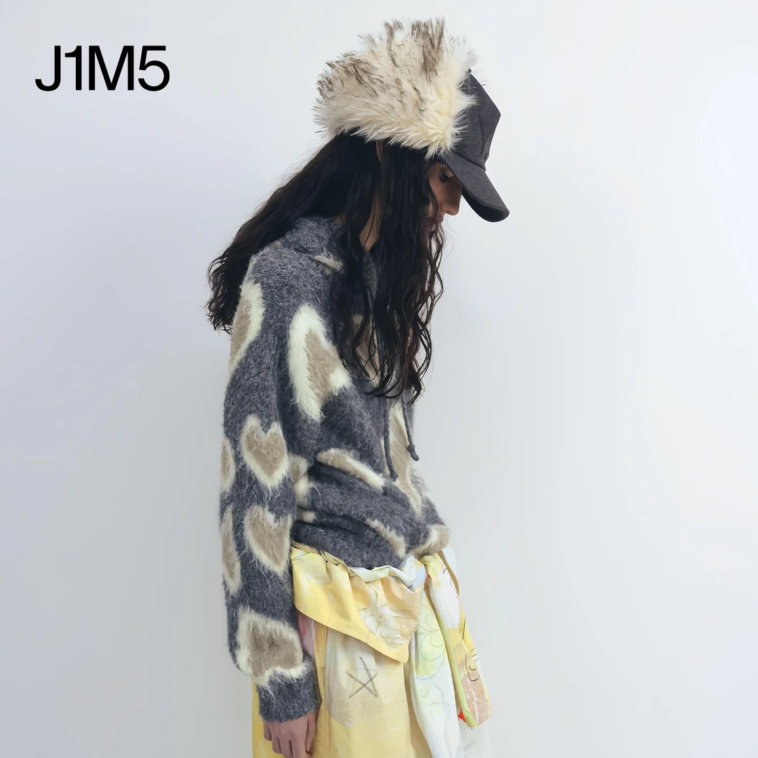 J1M5买手店 OPEN YY  25秋冬 爱心长绒毛连帽衫 设计师品牌