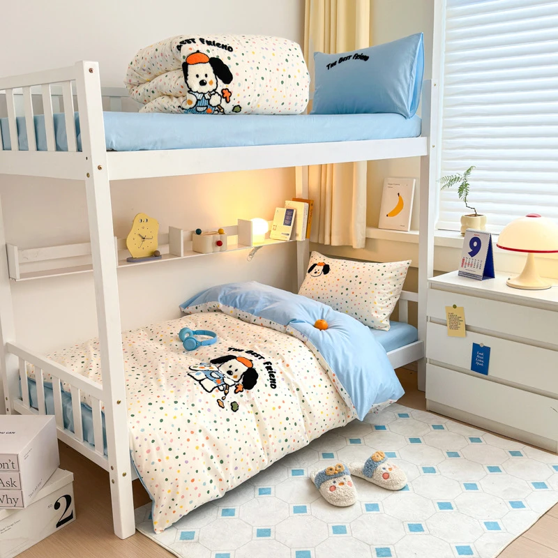 2025新款学生季小清新绣花时尚复古卡通三件套四件套1.2m床上下铺