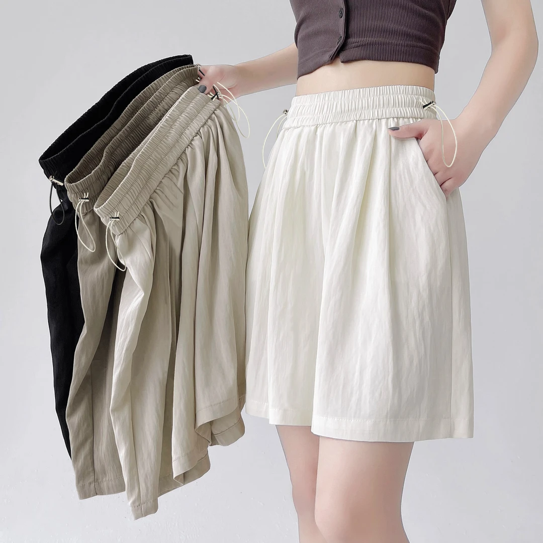 孕妇短裤夏季新款休闲裤薄款抽绳时尚外穿阔腿短裤孕妇直筒短裤