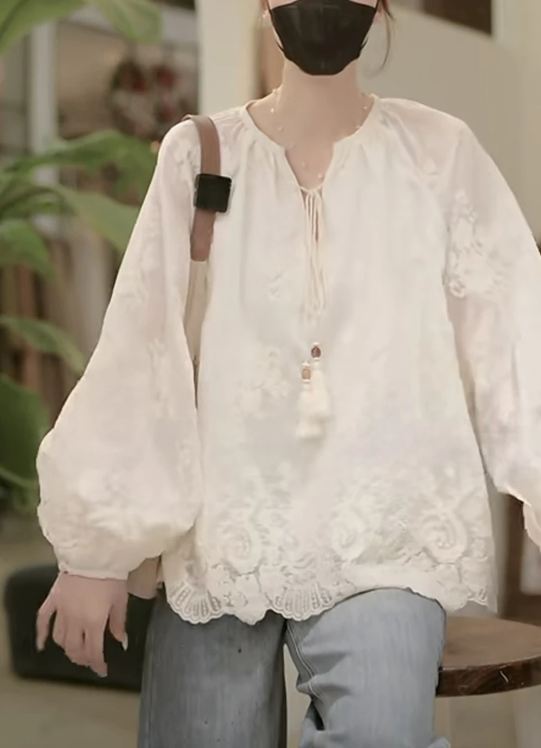 刺绣流苏上衣2025春夏季新款设计感时尚百搭休闲上衣女9116