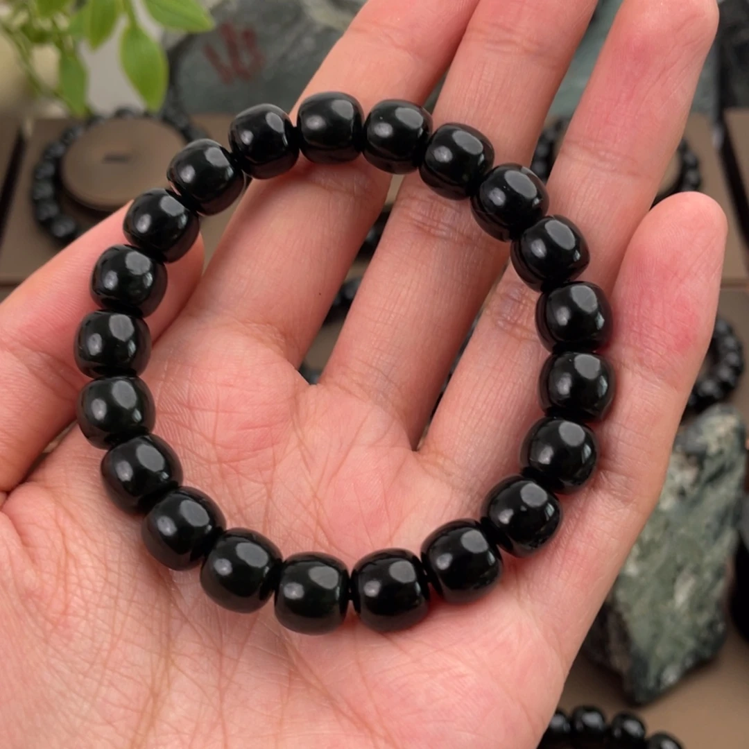 和田玉未镶嵌手链塔青入门级