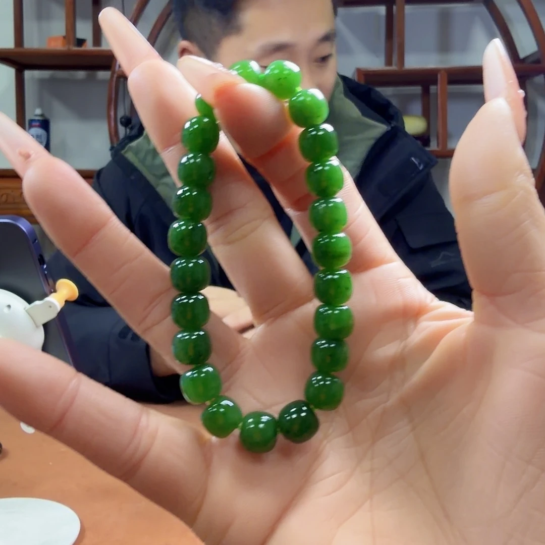 和田玉未镶嵌手串碧玉老型珠手串