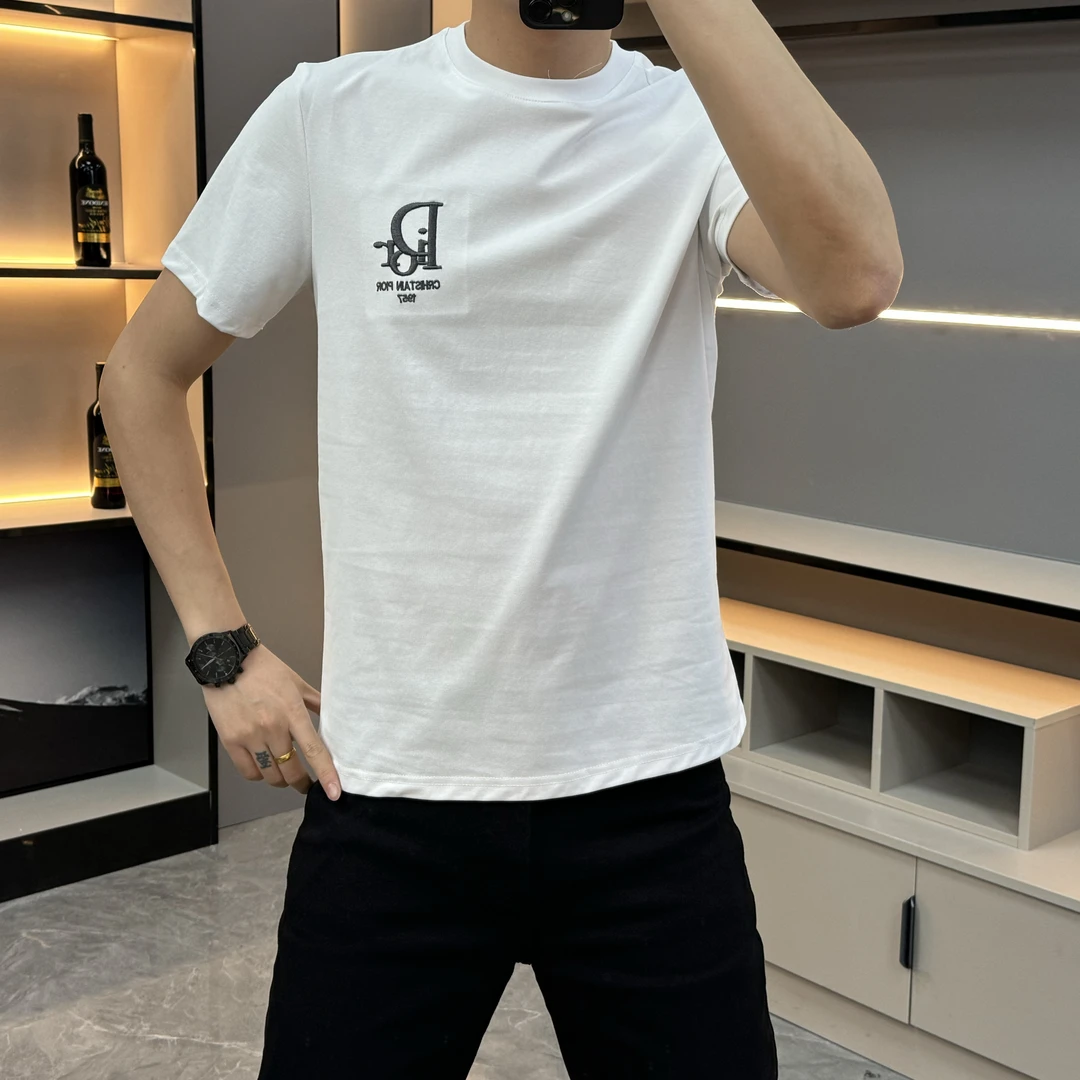 35073夏季新款2025男士休闲舒适时尚百搭高品质圆领T恤半袖短袖