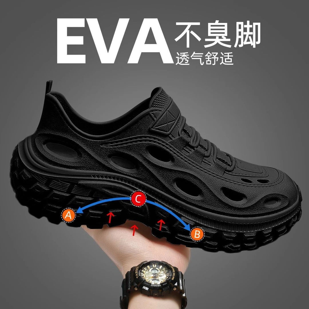 外穿洞洞鞋男士夏季2025新款厚底防滑钓鱼户外开车玩水溯溪凉鞋男