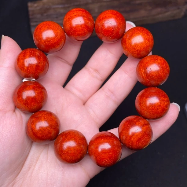 （10.28新上）原汁原味2.0cm水波鳞底满细星 5A鸡血红泥料 檀香紫檀