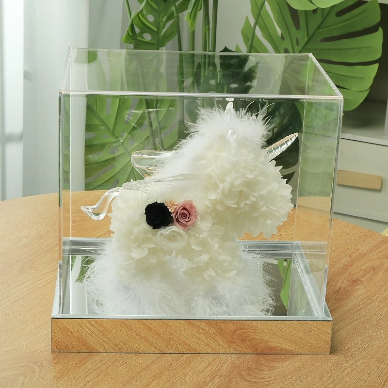 透明亚克力盒永生花绣球独角兽节庆情人节圣诞节专属礼物花店热卖