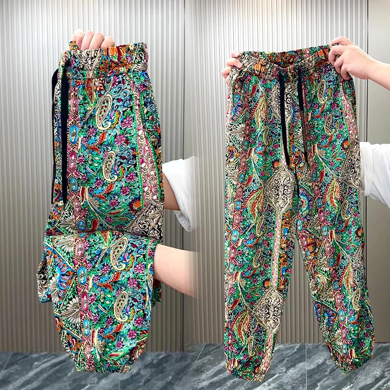 2025薄款夏季九分冰丝裤女裤宽松显瘦空调凉凉裤百搭休闲裤束脚裤