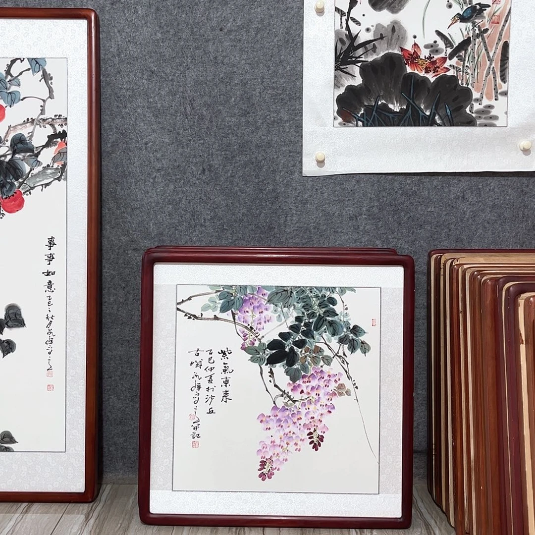 国画书画作品带框63×63