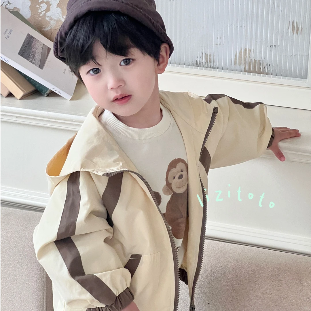栗籽团团家 滑板小狗连帽外套 男童韩版新款洋气百搭休闲时尚帅气