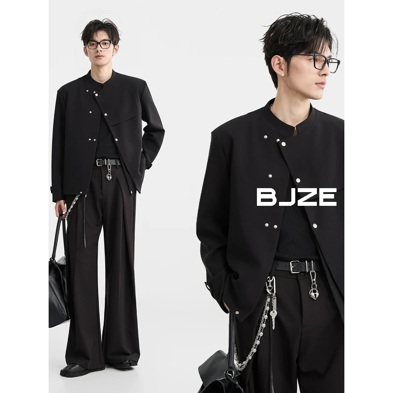 [小立领高级设计感]BJZE男装春季潮流夹克宽松新中式外套B511112