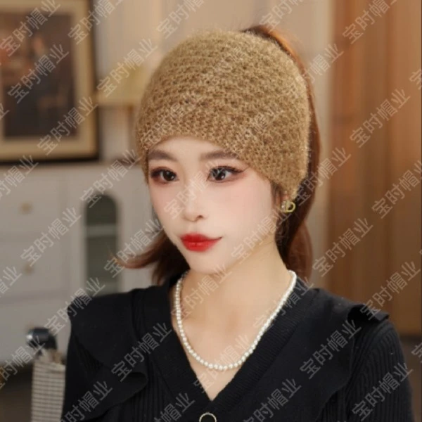 新款头巾帽纯色女秋冬帽子手工气质百搭显脸小保暖帽通勤时尚帽