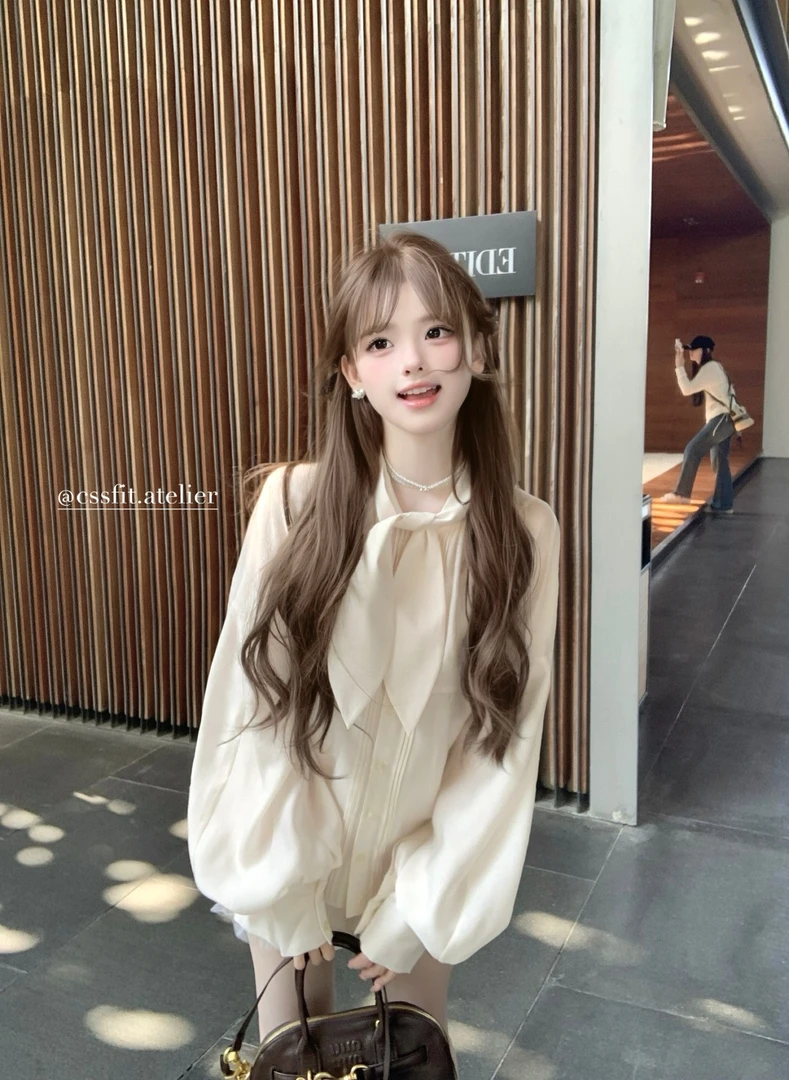 迟伞伞25/ss 雏菊信笺 兔耳领长袖衬衫超百搭南瓜短裤减龄套装女