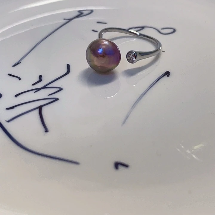 戒指银S925镶嵌淡水珍珠