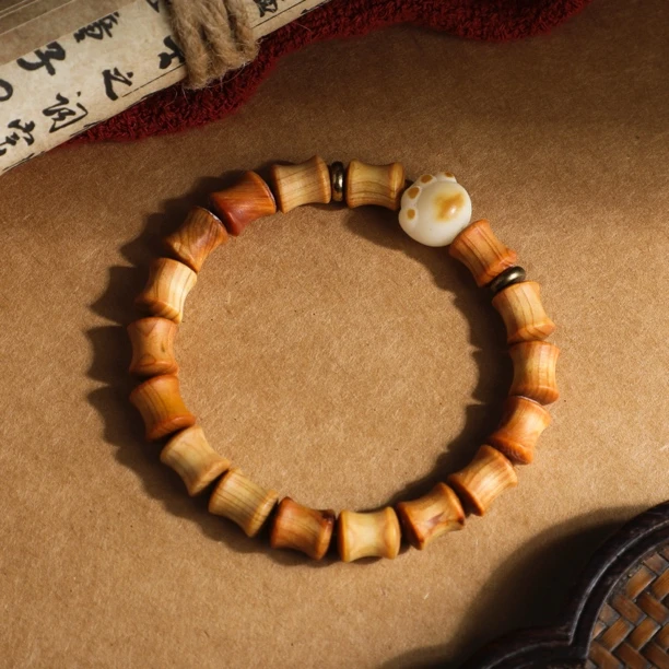 （桃）约8mm崖柏菩提节节高单圈手串一条