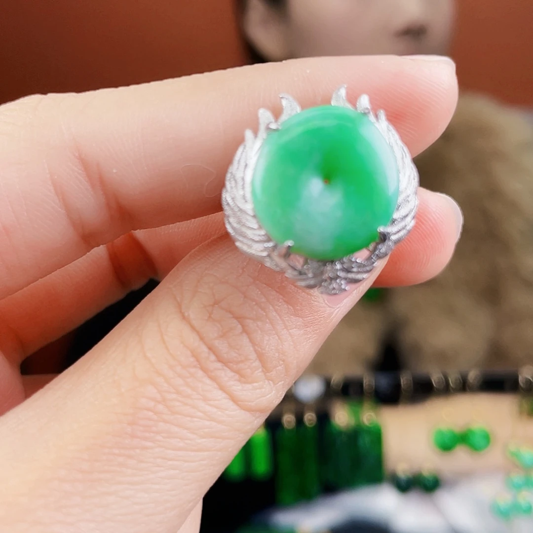 翡翠银S925镶嵌耳饰