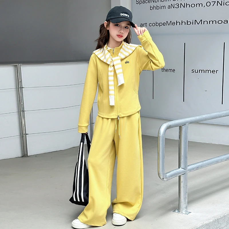 女大童秋季套装2025新款韩版洋气中大童披肩休闲女孩时髦两件套潮