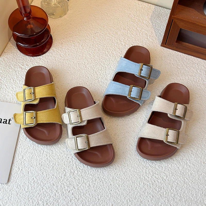 超火勃肯拖鞋男女童2025年夏季新款轻便外穿一字拖户外海边休闲拖