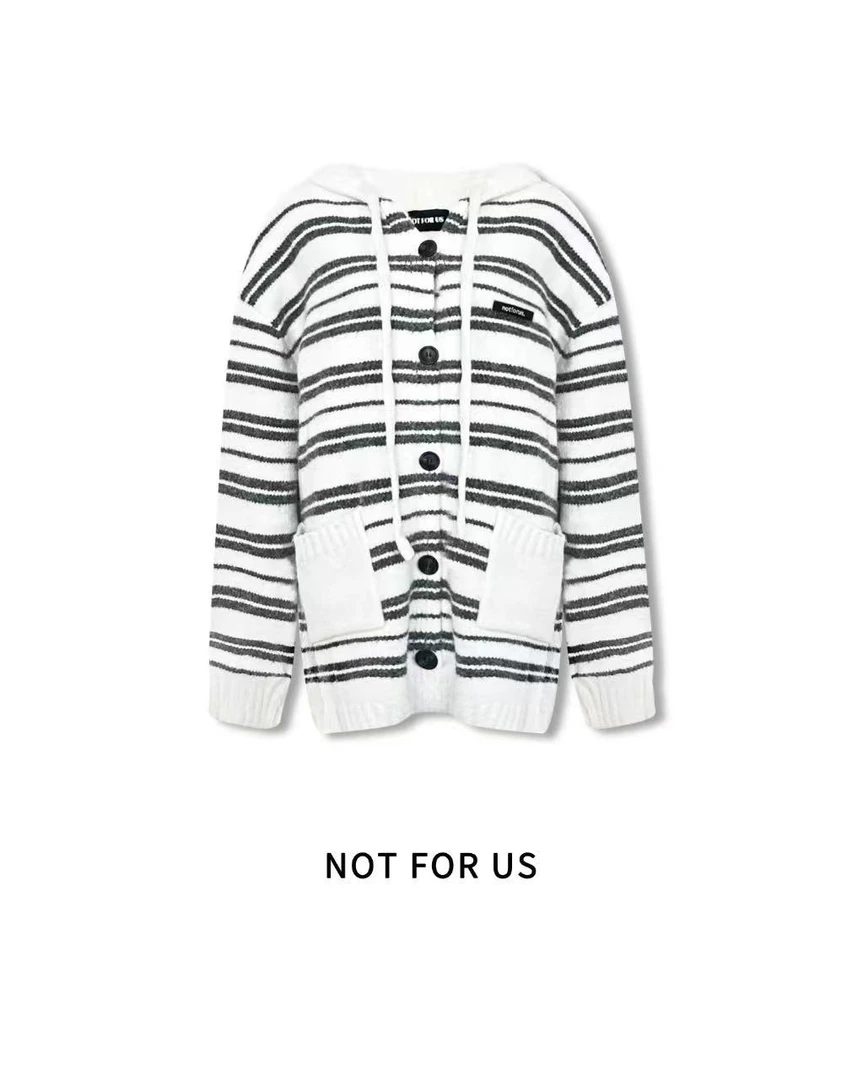 NOT FOR US黑/白色条纹连帽抽绳外套