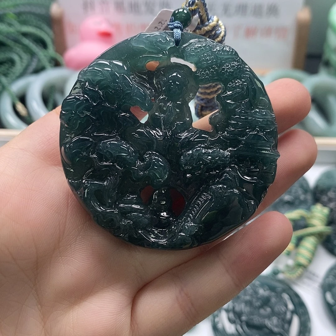 翡翠未镶嵌颈饰3-8翡翠A货挂件