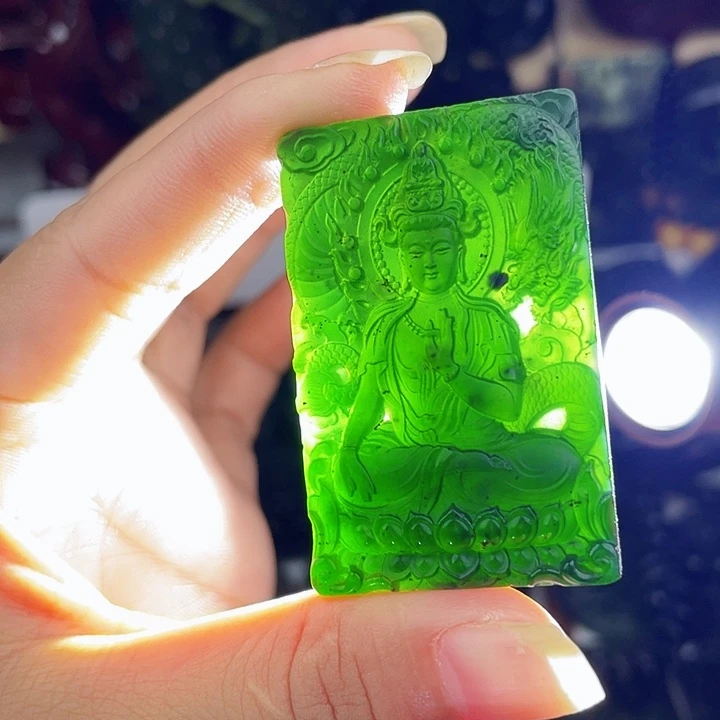 未镶嵌蛇纹石玉颈饰泰山玉御龙观音