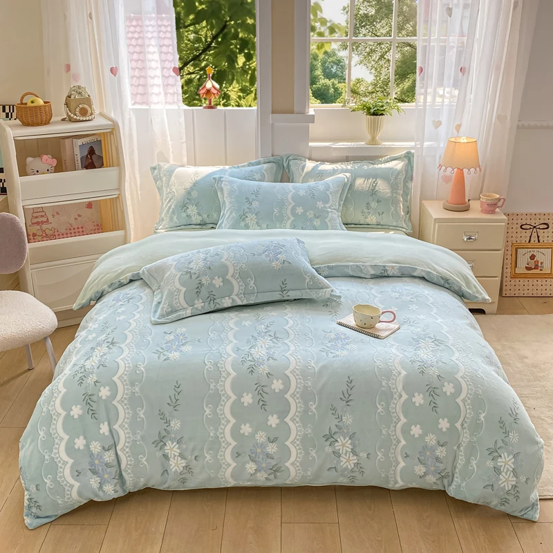 牛奶绒床上四件套牛奶绒四件套冬加厚