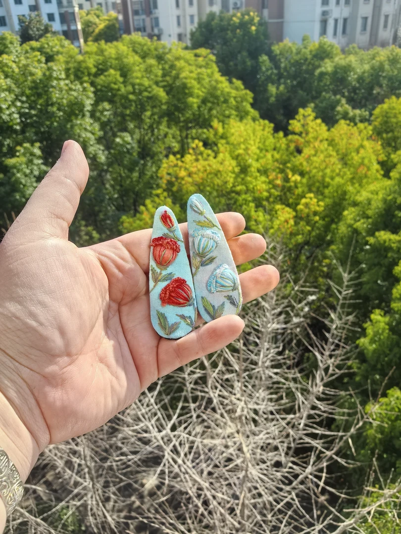 刺绣网红椭圆发卡手工布艺清新碎发刘海头饰创意发饰儿童BB夹发夹