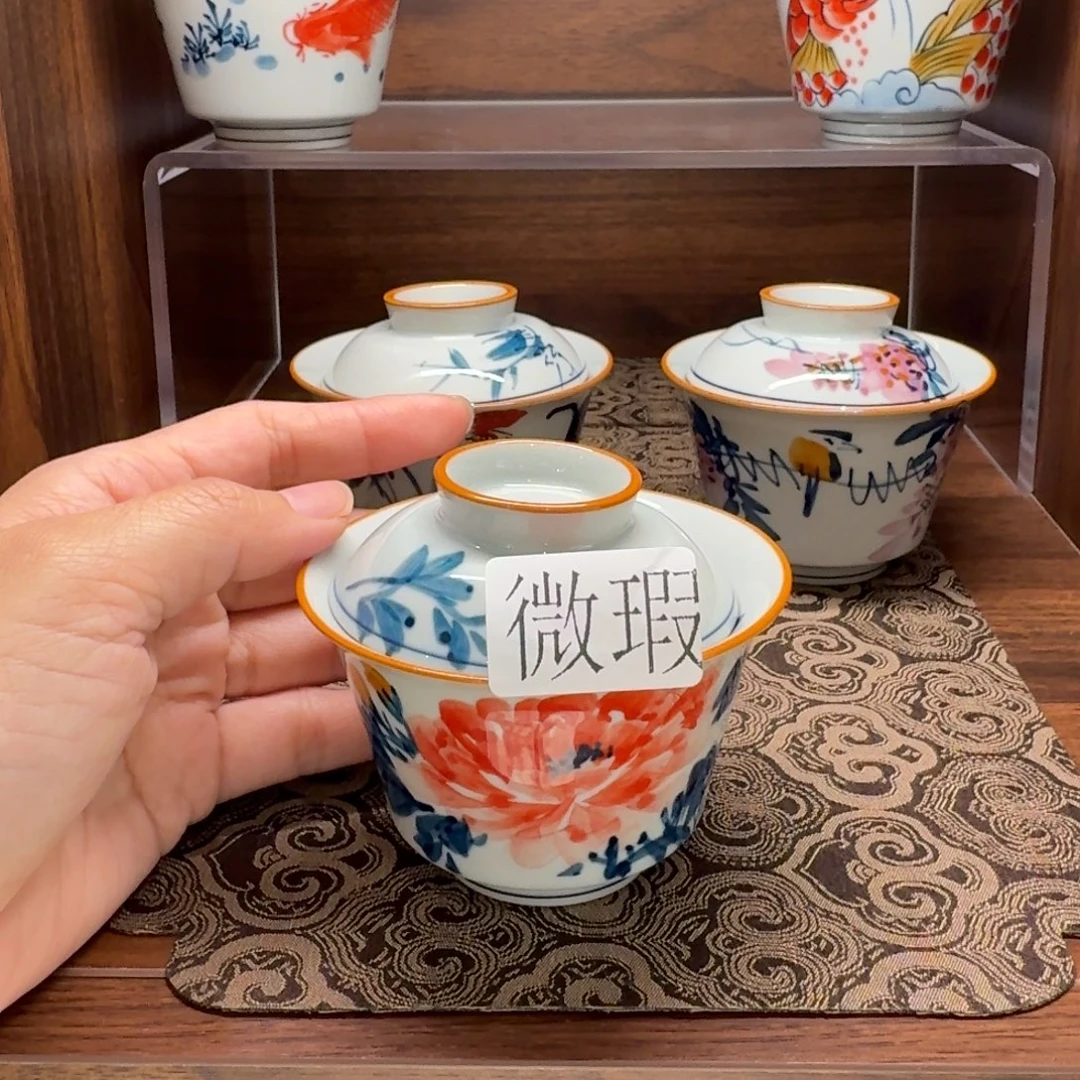 釉下手绘茶具微瑕
