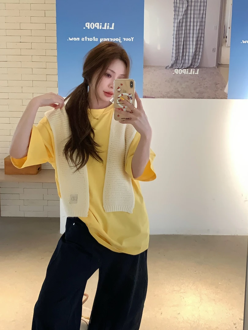 【T恤大集结】慵懒风宽松时尚纯色短袖T恤半袖女 8620#