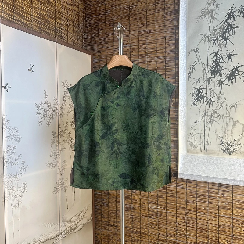 【半世浮生1338】新国风立领织锦花萝提花女士复古国风上衣短袖