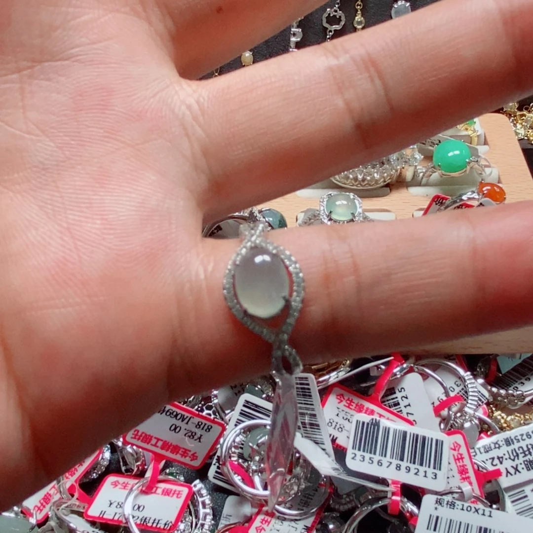 翡翠戒指银S925镶嵌