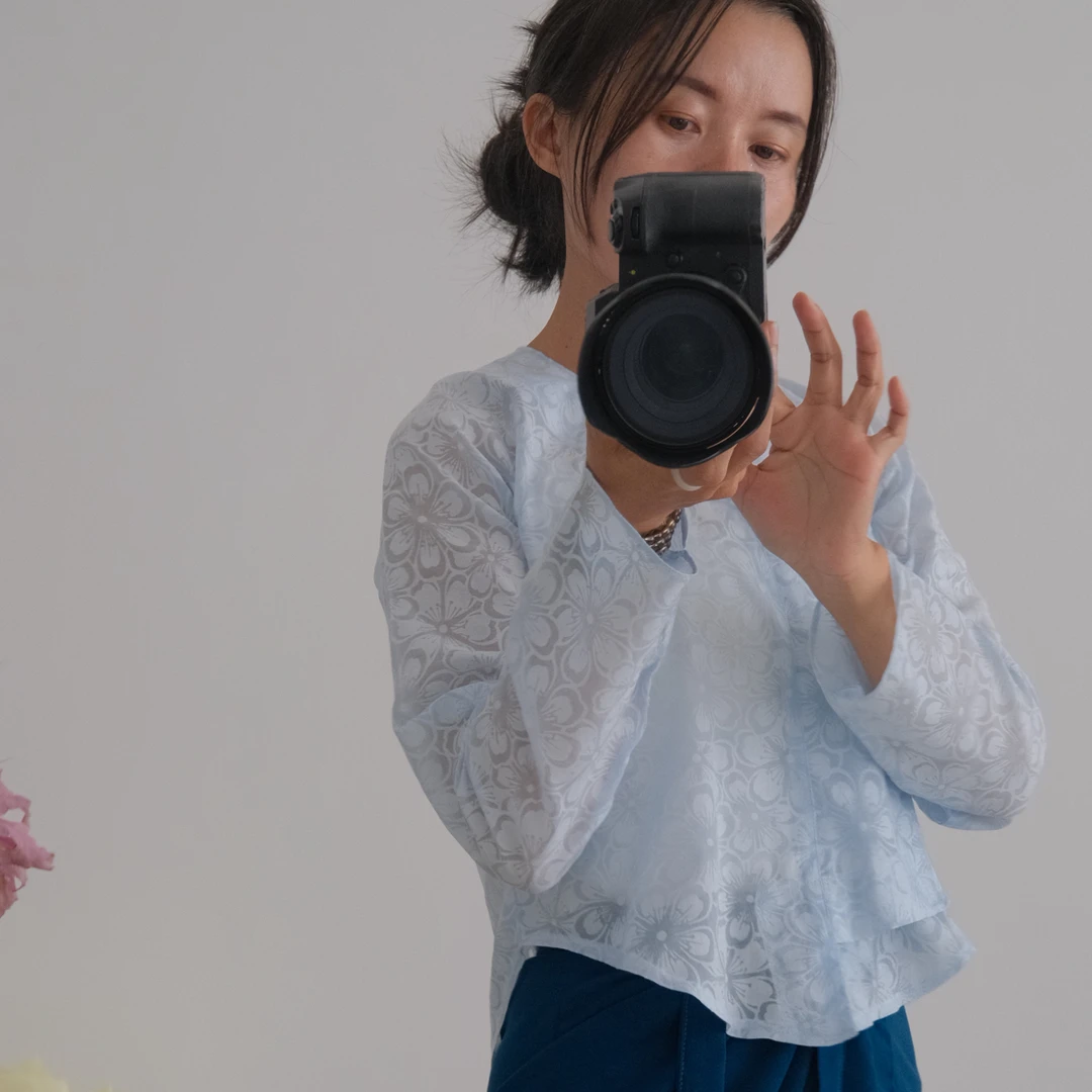 修身款棉质花朵蓝色盘扣衣，+一片式复古半身裙上衣