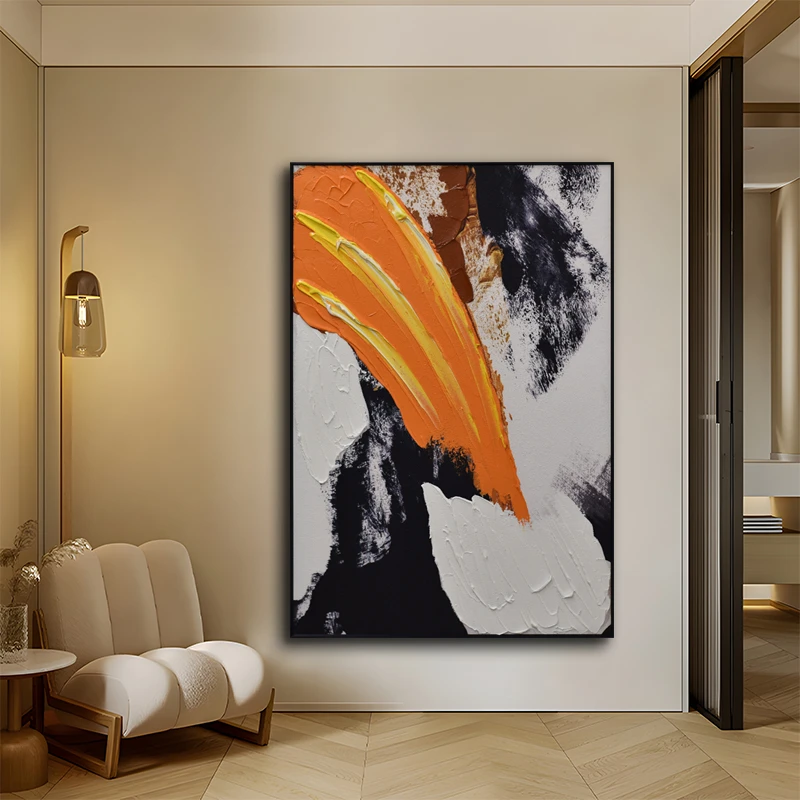 益师傅简约抽象砂岩立体油画 入户玄关客厅沙发 装饰画抽象80120