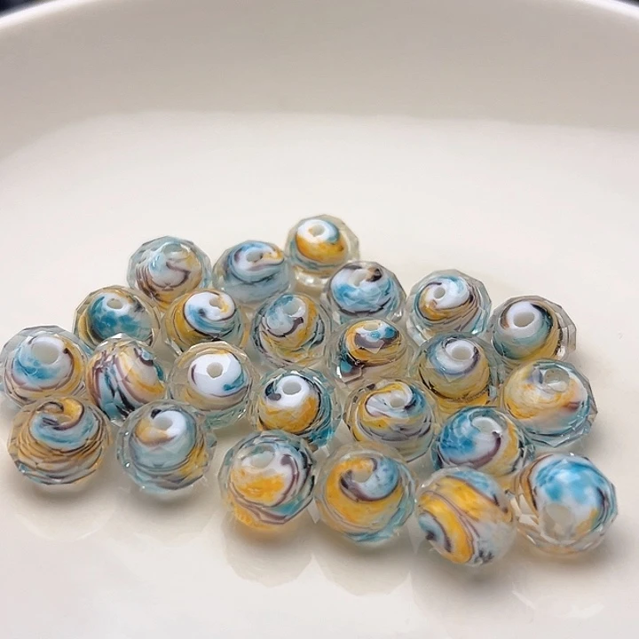 颈饰琉璃切面珠一颗一米