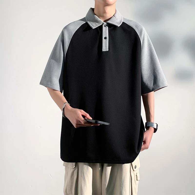 POLO衫青少年夏季2025新款潮流百搭拼色翻领短袖t恤休闲半袖上衣