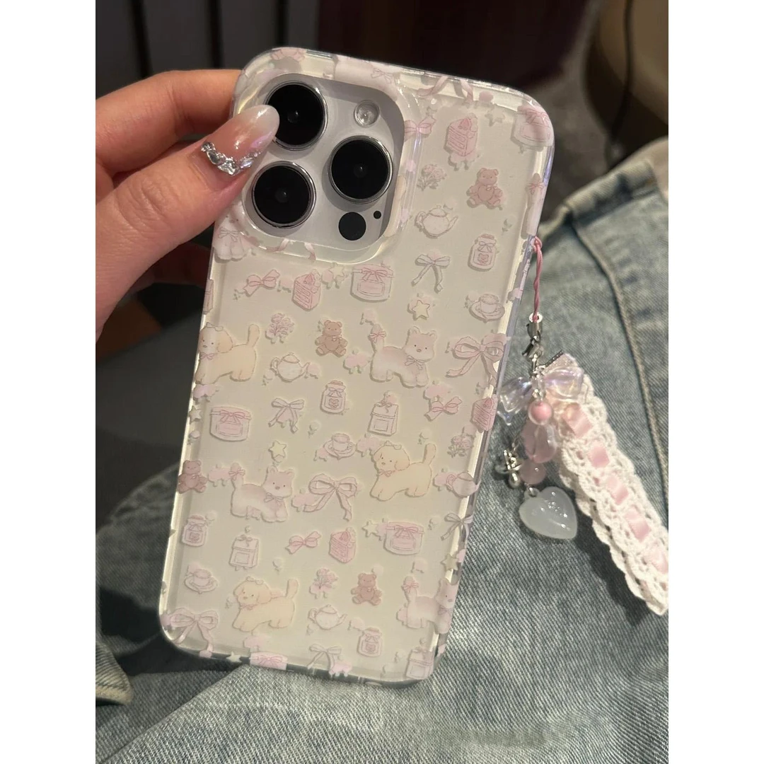 奥菲顿茶壶蛋糕小狗适用iPhone16大孔手机壳华为vivo小米15oppo套