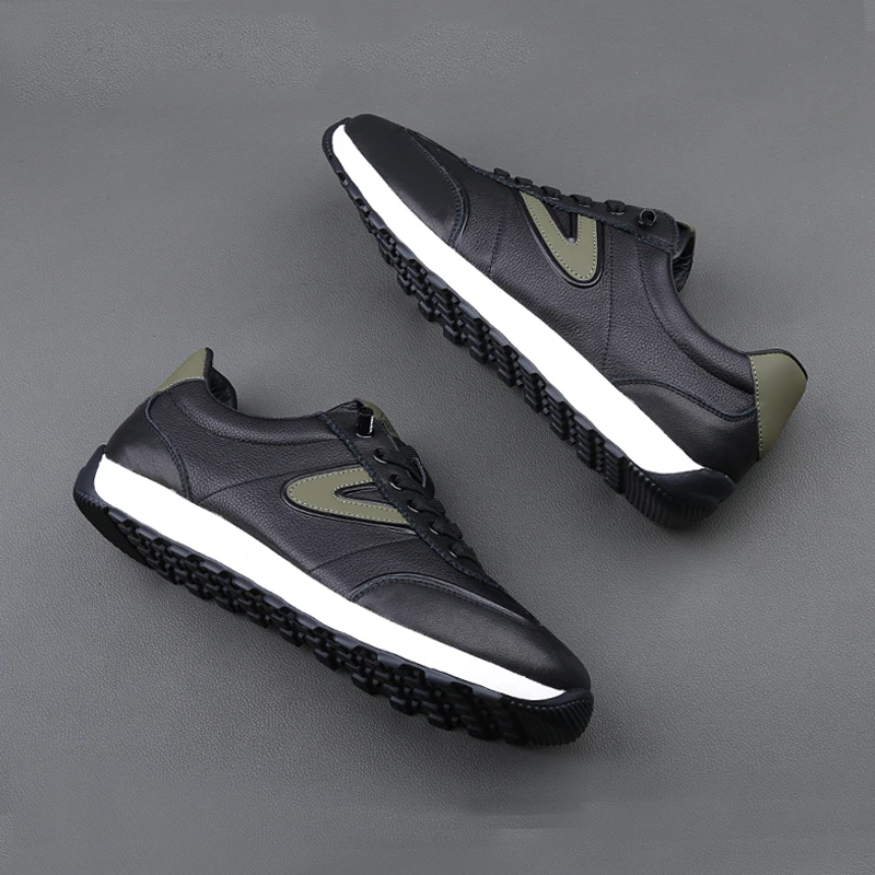 春秋真皮鞋子男时尚软底轻便板鞋舒适百搭潮一脚套阿甘鞋休闲皮鞋