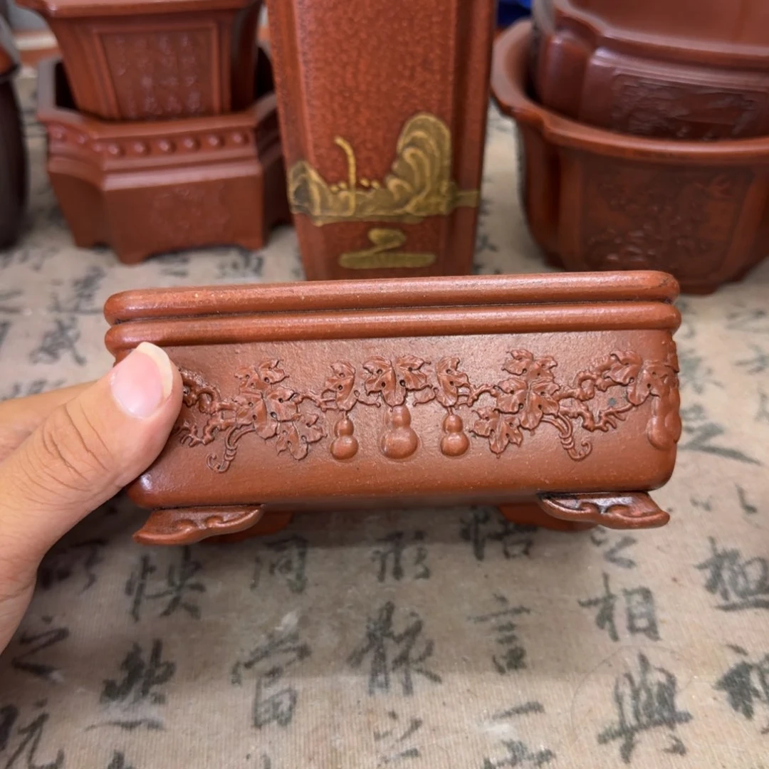 紫砂花盆14x10.5x5内经紫砂花盆